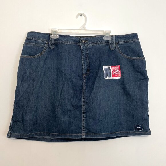 NEW NWT ST. JOHN'S BAY Plus Size Dark Wash Slimming Mini Denim Skort Jean Skort - Picture 1 of 15
